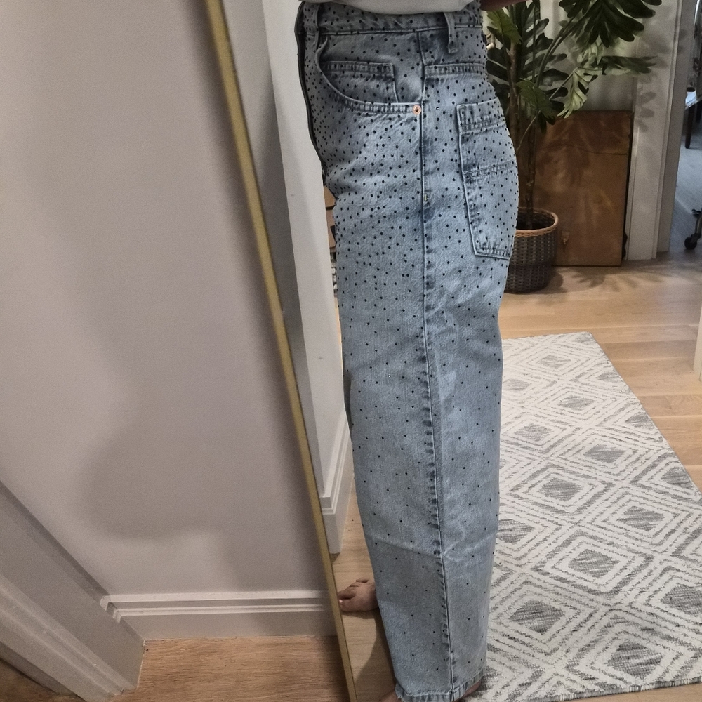 Topshop Rhinestone Women's Relaxed Jeans
